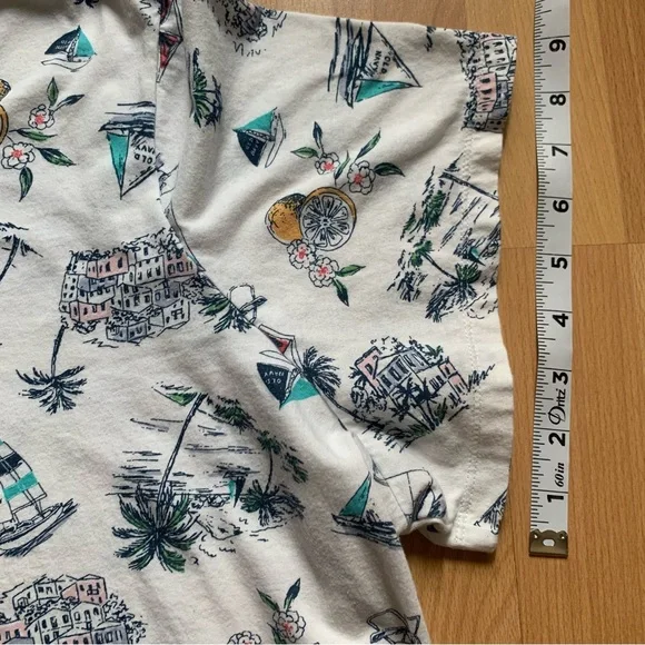 OLD NAVY Womens Size 3X Short Sleeve Top Blouse Shirt Beach Sailing Boat Print - Picture 10 of 10